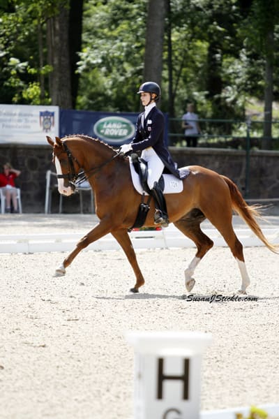Cover - Caroline Roffman and Pie was the first ride of the final rotation Saturday and bested their score from Thursday by nearly two points to score 75.395%. 2012.  (Photo: Susan J. Stickle)