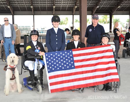 Cover - USA Team (Left to right): Sydney Collier, Annie Peavy, Rebecca Hart, U.S. Chef D' Equipe Kai Handt, and Roxanne Trunnell, 2015. (Photo: (C) Lindsay Y. McCall)