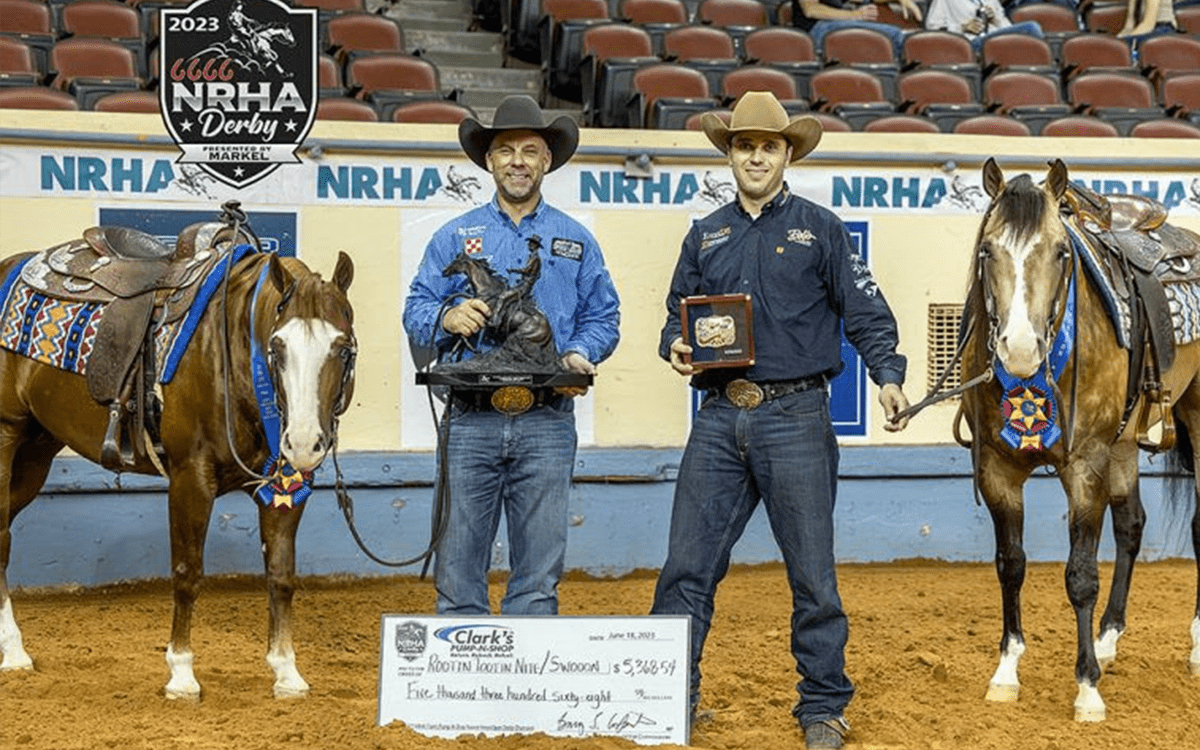 Craig Schmersal with Rootin Tootin Nite and Fernando Salgado with Swooon Tie to Win Clark’s Pump-N-Shop Novice Horse Open Derby