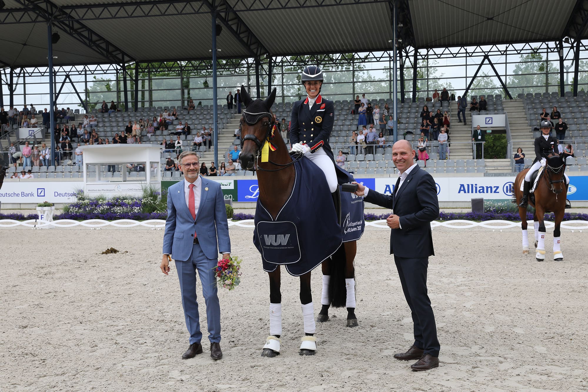 Charlotte Dujardin brought the eight-year-old KWPN mare Times Kismet by Ampere to Aachen, in addition to her World Championship horse Imhotep.