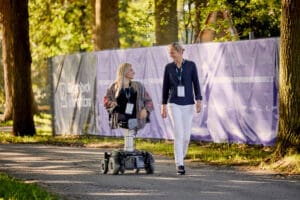 Denmarks's Stinna Tange and Event Manager for the Organising Committee Verena Gravemeier (Photo: FEI/Liz Gregg)