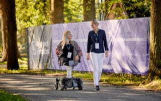 Denmarks's Stinna Tange and Event Manager for the Organising Committee Verena Gravemeier (Photo: FEI/Liz Gregg)