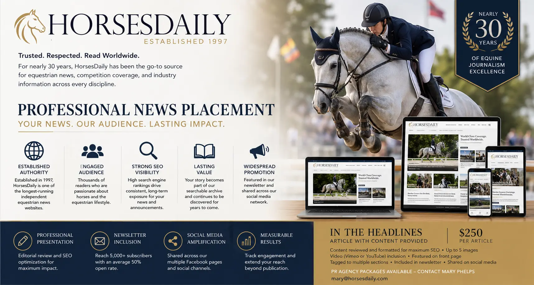 Professional News Placement Banner on HorsesDaily