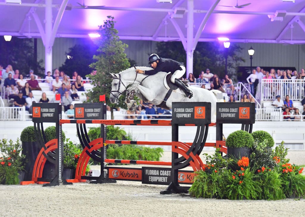 Aaron Vale and Gray’s Inn winning the $182,000 Florida Coast Equipment Grand Prix CSI4*.