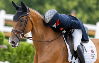 Laura Collett (GBR) and LONDON 52 during Eventing Dressage at the Chateau de Versailles for the Paris 2024 Olympic Games. © FEI/Benjamin Clark