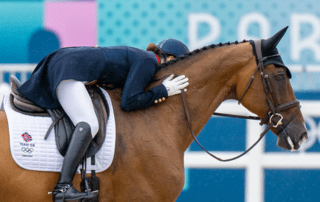 Laura Collett (GBR) and LONDON 52 during Eventing Dressage at the Chateau de Versailles for the Paris 2024 Olympic Games. © FEI/Benjamin Clark
