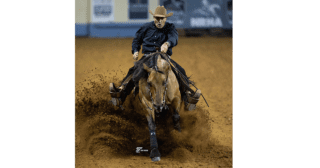 Marco Ricotta with Savage Love as the newest NRHA Million Dollar Rider 2024