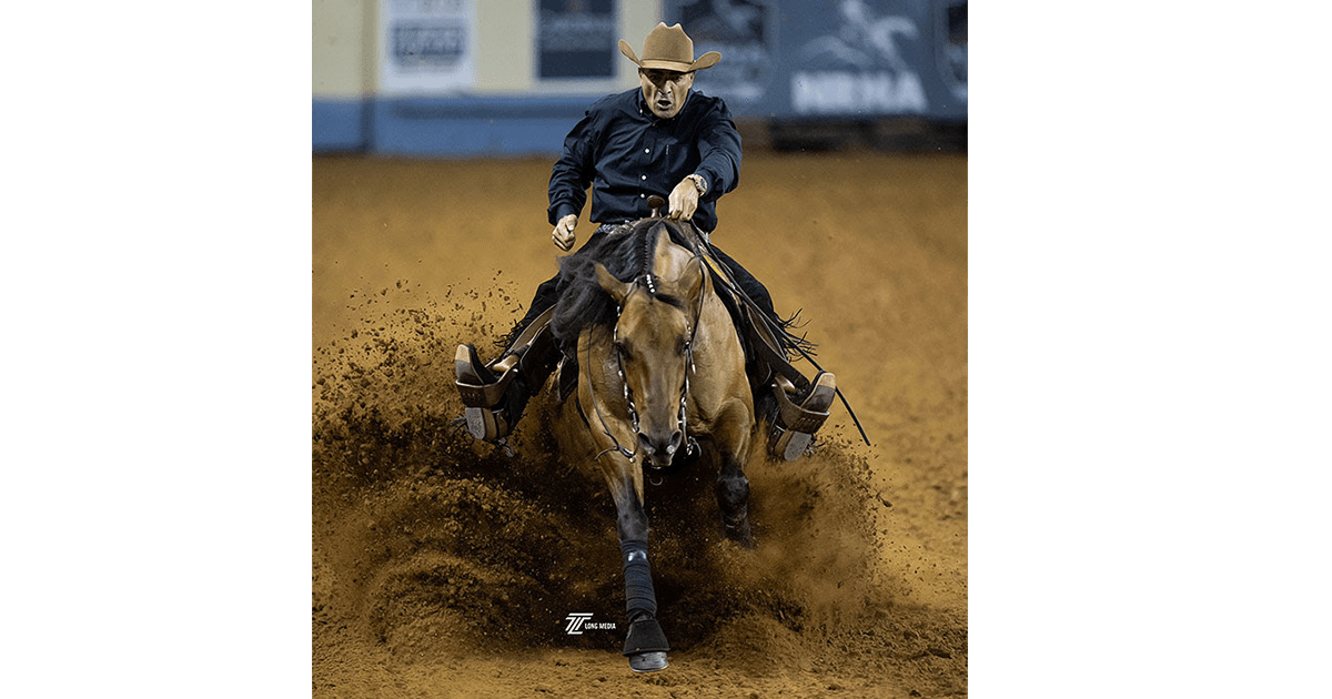 Marco Ricotta with Savage Love as the newest NRHA Million Dollar Rider 2024