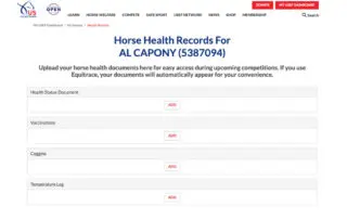 Horse Health Page for Al Capony