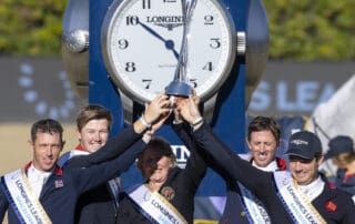 Team Great Britain: L-R Scott Brash, Harry Charles, Di Lampard, Ben Maher, Donald Whitaker, winners of the Longines League of Nations™ Final in Barcelona (ESP) © FEI / Leanjo de Koster