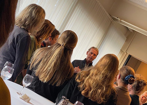 Carl Hester spends time in Markel meet and greet wine and cheese ©Kaitlyn Naughton