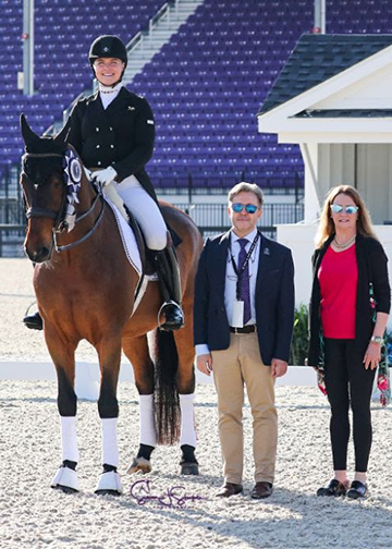 Chloe Fuller and Farley 4 in their winning presentation with judge at C Yuri Romanov and show manager Debra Reinhardt. Photo by SusanJStickle.com.