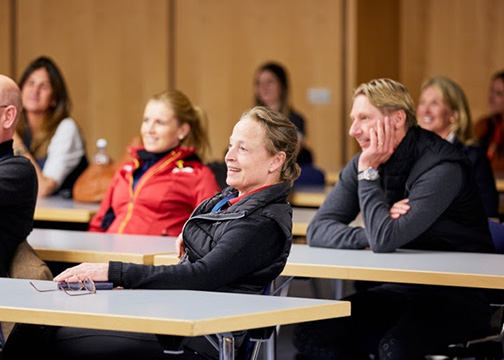 Defending champion Isabell Werth from Germany (centre), Sweden’s Patrik Kittel (right) and German star Jessica von Bredow-Werndl (background left) at today’s draw for the Short Grand Prix at the FEI Dressage World Cup™ Final 2022 in Leipzig (GER). (FEI/Liz Gregg) 