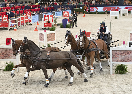 Glen Geerts (BEL), carried over 10.27 but drove a fantastic clear and finished on 148.89 to put himself into the final three.