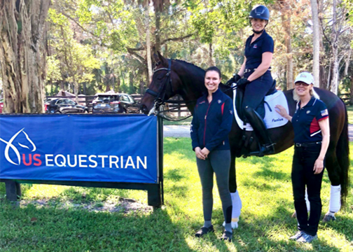 Bridget Hay with long time trainer Adrienne Lyle and Charlotte Bredahl