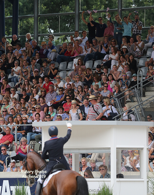 Young Rider International Dream Program cheers on Steffen Peters at Aachen ©Mary Phelps 2019