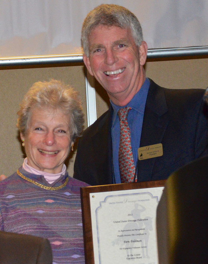 Fern Feldman with George Williams when she was honored with the USDF Volunteer Award