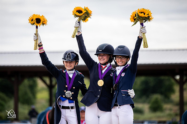 Junior Dressage Freestyle Podium - (L-R) Madison Sumner, Ella Fruchterman, Lexie Kment. (Photo: ©KTB Creative Group)