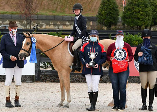 Show week 2020 at Tryon wrapped with McKayla Brombach,14, of Wimberley, Texas, and California Dreamin’ in the winner's circle for the WIHS Pony Equitation Finals awards ceremony. Photo by Shawn McMillen Photography