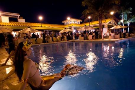 Live mermaids swam in the infinity pool at the International Polo Club and Wanderers Club World Dressage Masters Palm Beach competitors' party(Photo: by LILA)