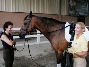 Kari Garber at a clinic at the North Jersey Equestrian Center, with dressage trainer Susan La Dagnara, and her horse, Phoenix.