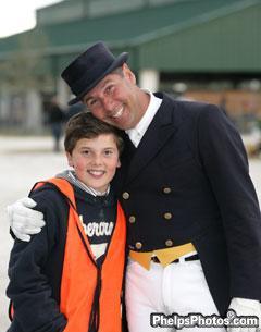 Marco Bernal and Marco Jr. Marco's family often participates as volunteers at local dressage shows.