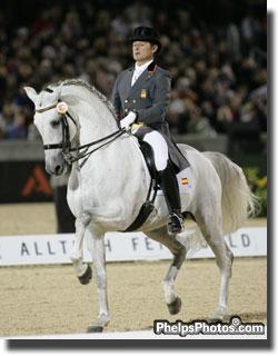 Juan Manuel Munoz Diaz and his 12-year-old PRE stallion Fuego XII at the Alltech/FEI World Equestrian Games 2010 Photo: Mary Phelps - phelpsphotos.com