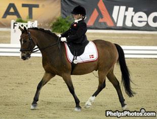 Stinna aboard her New Forest Pony Labbenhus Snoevs