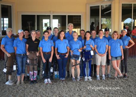 The young up-and-coming dressage riders who took part in Robert Dover’s Horsemastership Clinic in Wellington show off their beautiful new halters donated by Windsor Equestrian. A supplier of high quality dressage tack and equipment, Windsor Equipment helped sponsor the clinic. (Photo: PhelpsPhotos.com)