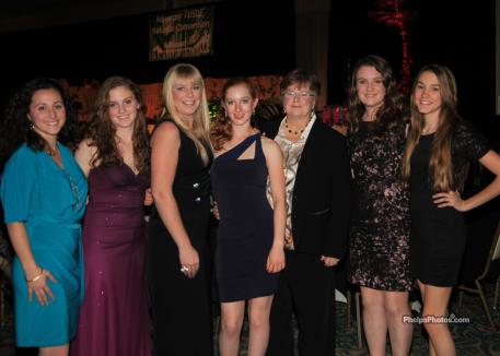 Lendon Gray was joined by some of the young riders she has influenced as she was inducted into the USDF Hall of Fame. (Left to right - Jessica Rattner OR, Jessica Hainsworth NY, Courtney Dale ID, Catherine Chamberlain AR, Lendon Gray, Courtney Bauer TX and Ayden Uhlir)