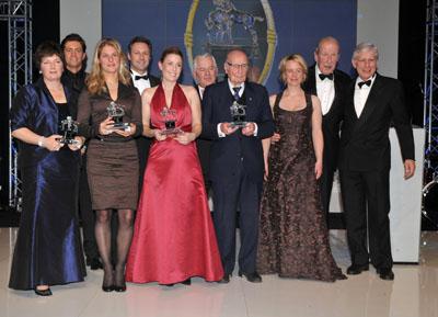 The laureates Elisabeth B. Juliano, Christoph Koschel, Adelinde Cornelissen, Sacha Eckjahns, Janne Friederike Meyer, Ullrich Kasselmann, Major a.D.. Paul Stecken, Julia Becker, Constantin Freiherr von Heereman, Paul Schockemöhle (Photographer Marc gr Feldhaus)