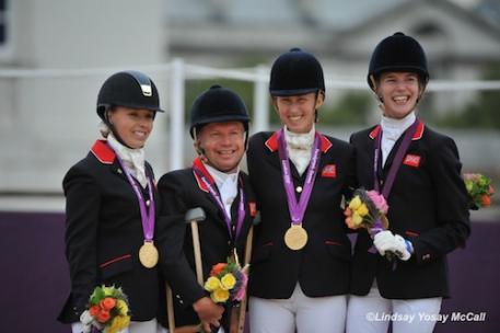 Gold Medal Winning Great Britain Team (Left to right) Sophie Wells, Lee Pearson, Deborah Criddle, Sophie Christensan (Photo: Lindsay Yosay McCall) 