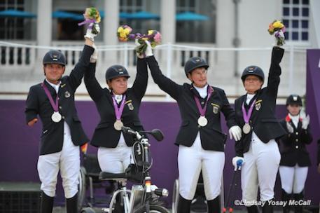 Silver Winning German Team (Left to Right) Steffen Zeibig,Britta Napel,Angelika Trabert, and Hannelore Brenner (Photo: Lindsay Yosay McCall) 