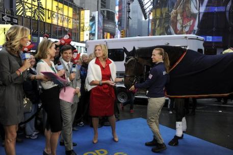 Good Morning America Team Lara Spencer, Amy Robach, George Stephanopoulos with Ann Romney, Rebecca Hart and Lord Ludger (Photo: (C)ABC/Ida Mae Astut)