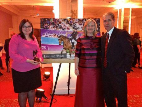 Wentz family accepts the Becky Grand Hart Trophy at the USEF National Convention (Left to Right) Jonathan's Sister Christin, parents Tina and James Wentz. (Photo: courtesy of Tina Wentz)