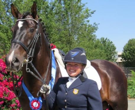 California Para-Equestrian Dressage rider Susan Treabess (Grade IV) and her mount Kam. Susan and Kam are planning to attend the Golden State Dressage CPEDI3*. (Photo: Susan Treabess}