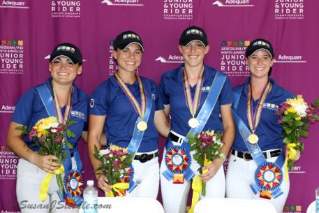 Gold medal winning team dressage young riders from Region 5 Photo: Susan J. Stickle