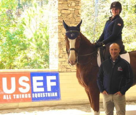 USEF Dressage Youth Coach Jeremy Steinberg with Rebecca Cohen at the training session. (Photo: Carol Cohen)