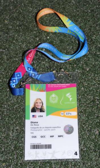 It begins with the all important credentials! Long time member of the International Alliance of Equestrian Journalists, Diana de Rosa is on the scene covering the Pan American Games