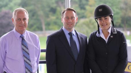  Michael Morrissey, President of Stadium Jumping Inc, Westchester County Executive, Robert Astorino and top show jumper, Brianne Goutal. Photo by Carrie Wirth.