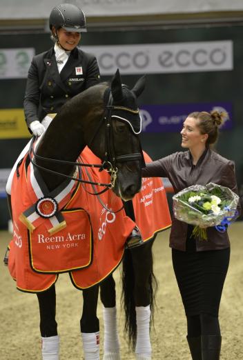 Denmark’s Anna Kasprzak and Donnperignon won the opening leg of the Reem Acra FEI World Cup™ Dressage 2013/2014 Western European League series on home turf at Odense (DEN). (Photo: FEI/Annette Boe Østergaard)