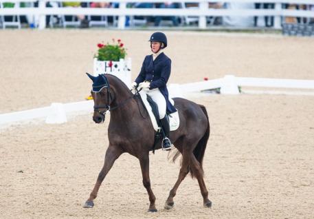 Alison Springer (USA) and Arthur were outstanding in the Dressage, scoring the only sub-40 mark to take the overnight lead at the Rolex Kentucky Three Day Event (USA), third leg of the FEI Classics&trade;. (Photo: Anthony Trollope/FEI)