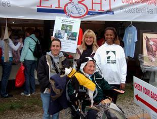 Caregiver Christy Warrington, Mary Phelps, Debbie Atkinson and EAF's applicant review angel Janise Gray with Debbie at the Kentucky Three Day Event
