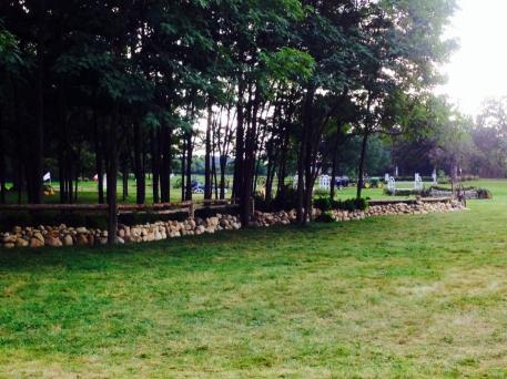 The 200-foot stone wall with timber fencing that Murphy helped design and construct for the Chicago Hunter Derby.