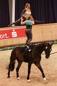 Kimberly and Cassidy Palmer performing a Pas de Deux freestyle test on Saturday at CHIO Aachen (Photo: barny-th.de)