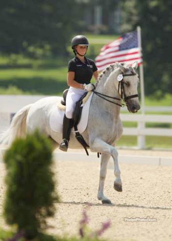 Rachel Chowanec, USEF Reserve National Junior Champion at the NAJYRC riding  13-year-old PRE (Pura Raza Española or Pure Spanish Horse) gelding Embrujado XI (Photo: Mary Phelps-phelpsphotos.com)