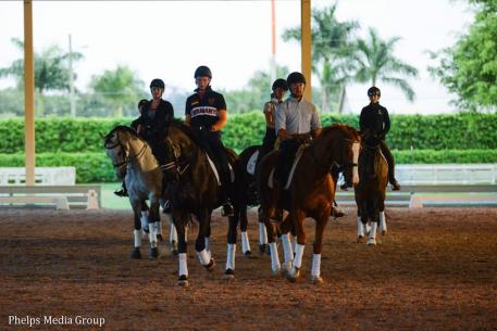:  Team Off the Record sponsored by ShowChic during practice at Everglades Dressage (Photo: Meg McGuire/PS Dressage)
