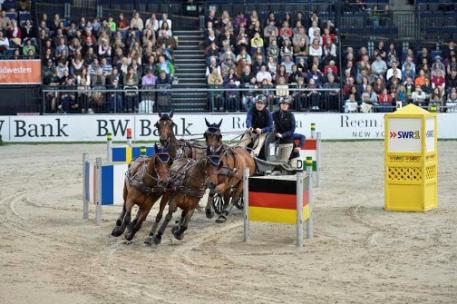  Germany’s Daniel Schneiders made the most of his first points-gaining FEI World Cup™ Driving start to win on home turf in Stuttgart. (Karl-Heinz Frieler/FEI)