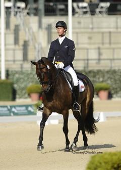 David Zeigler's 11-year-old eventer, Irish Sport Horse gelding Peninsula Top Man, sired by Kings Master "didn't like to jump" so dressage became his thing, earning him the 2014 NAJYRC Dressage Silver Medal.  Photo: SusanjStickle.com