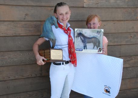 Isabella Cutillo and Erisa Edward Jordan, 63.684%, Veronika Opitz-Berry Perpetual Trophy and the Breyer Ravel for High Point Junior/Young Rider  Photo: Sheryl L Ross